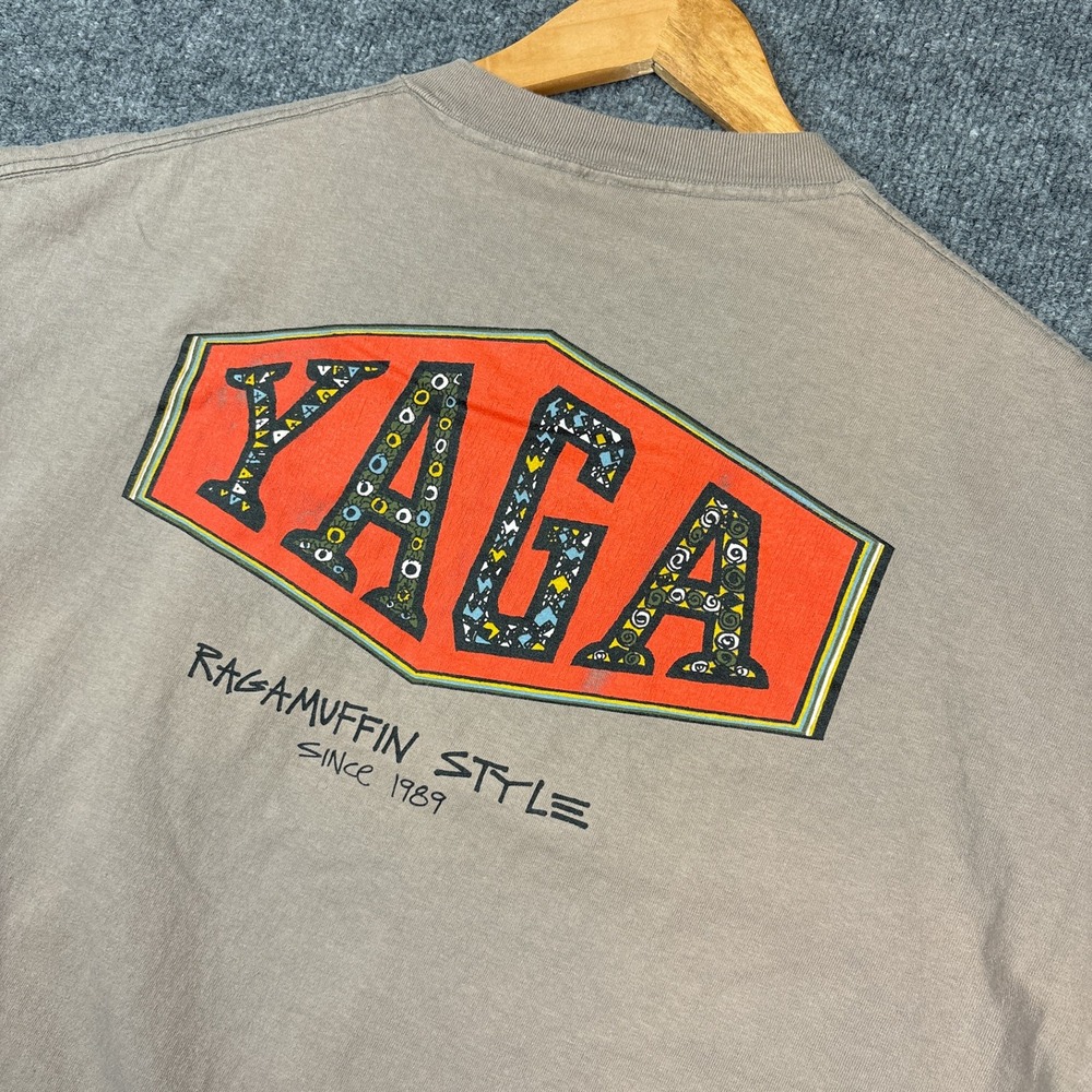 Vintage Yaga Ragamuffin Style Single Stitch XXL T-Shirt Tan Surf Skate Rasta